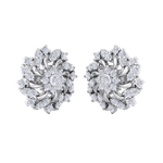 Load image into Gallery viewer, Flower stud earrings in white gold with white diamonds of 1.13 ct in weight
