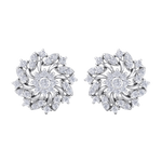 Load image into Gallery viewer, Flower stud earrings in white gold with white diamonds of 1.13 ct in weight
