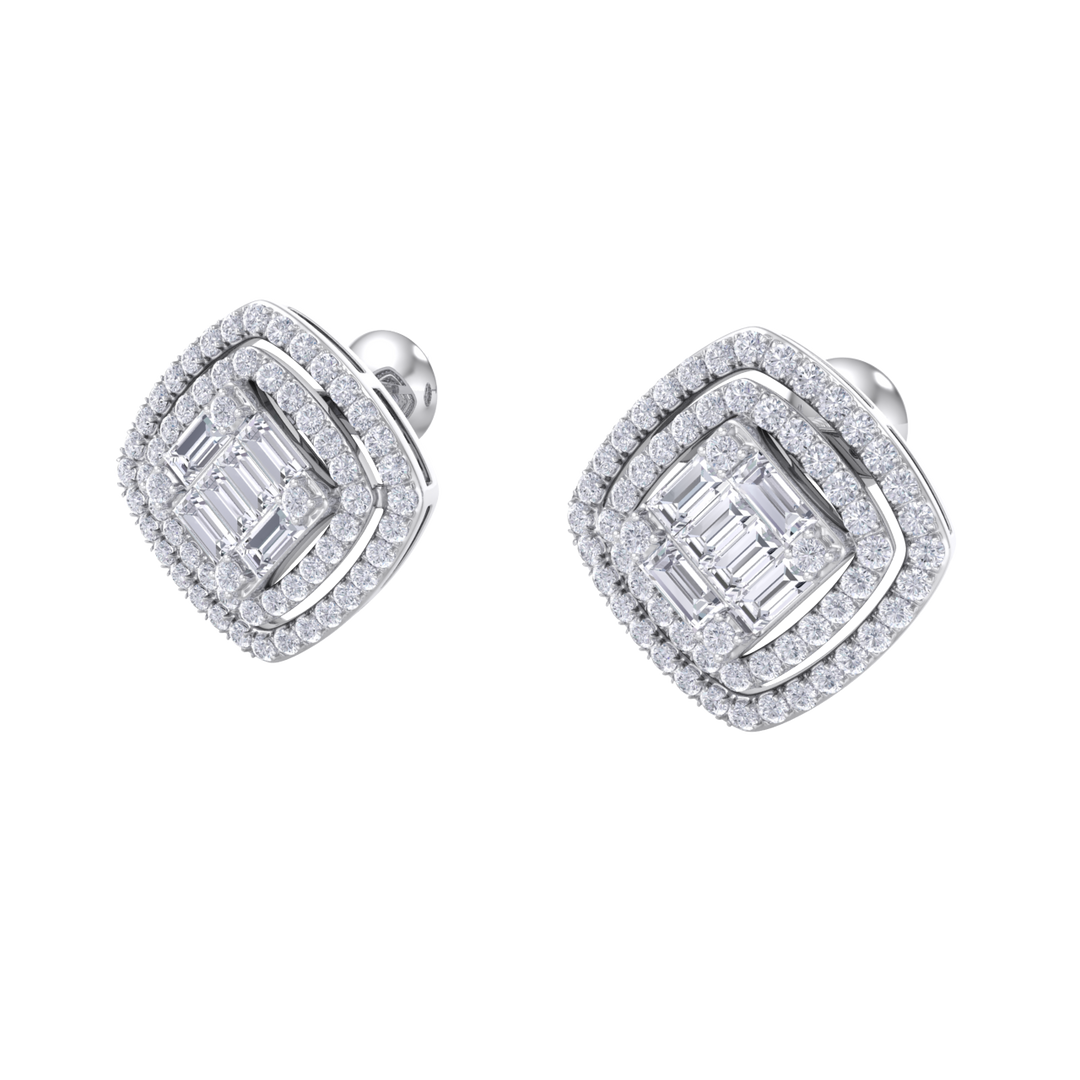 Stud earrings in yellow gold with white diamonds of 0.88 ct in weight