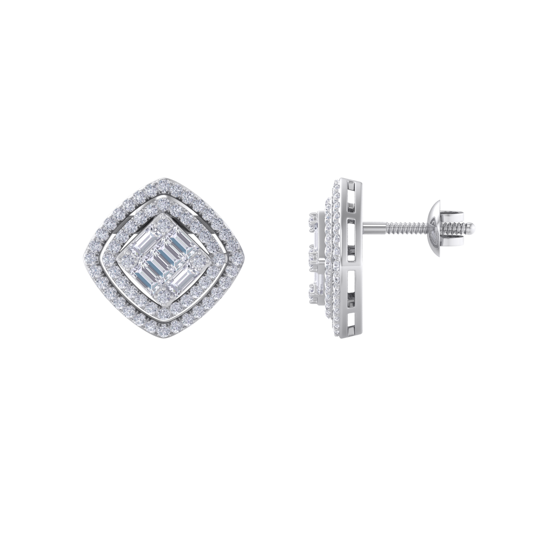 Stud earrings in white gold with white diamonds of 0.88 ct in weight