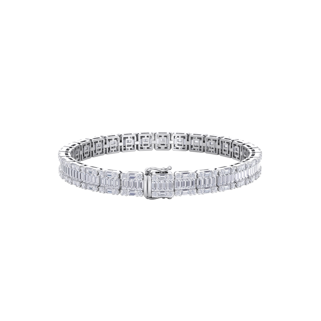 Baguette tennis bracelet in yellow gold with white diamonds of 5.20 ct in weight