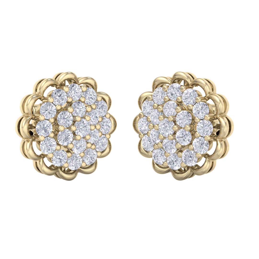 Round shaped stud earrings in rose gold with white diamonds of 1.66 ct in weight