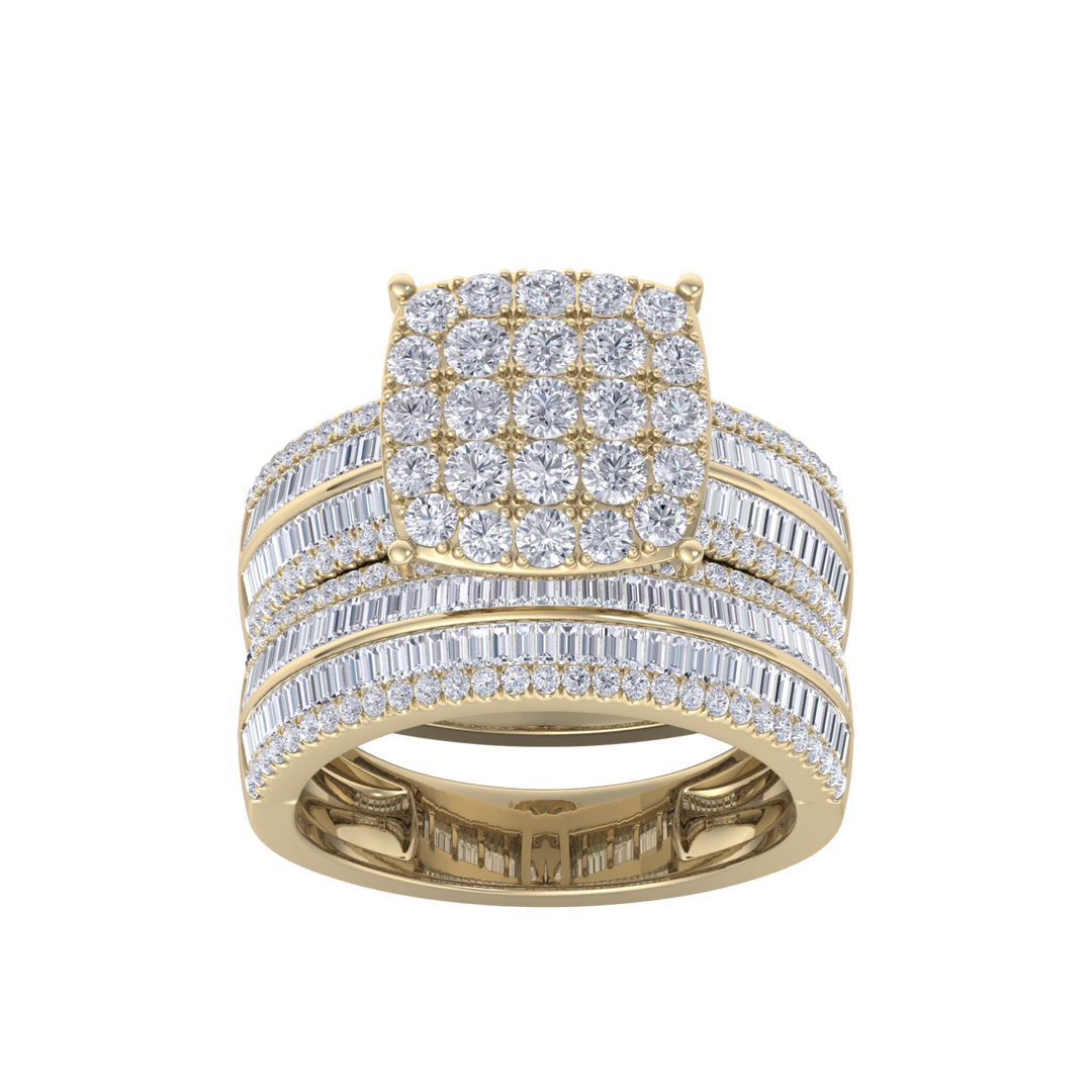 Diamond ring in yellow gold with white diamonds of 2.63 ct in weight