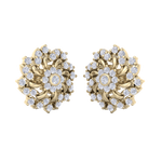 Load image into Gallery viewer, Flower stud earrings in yellow gold with white diamonds of 1.13 ct in weight
