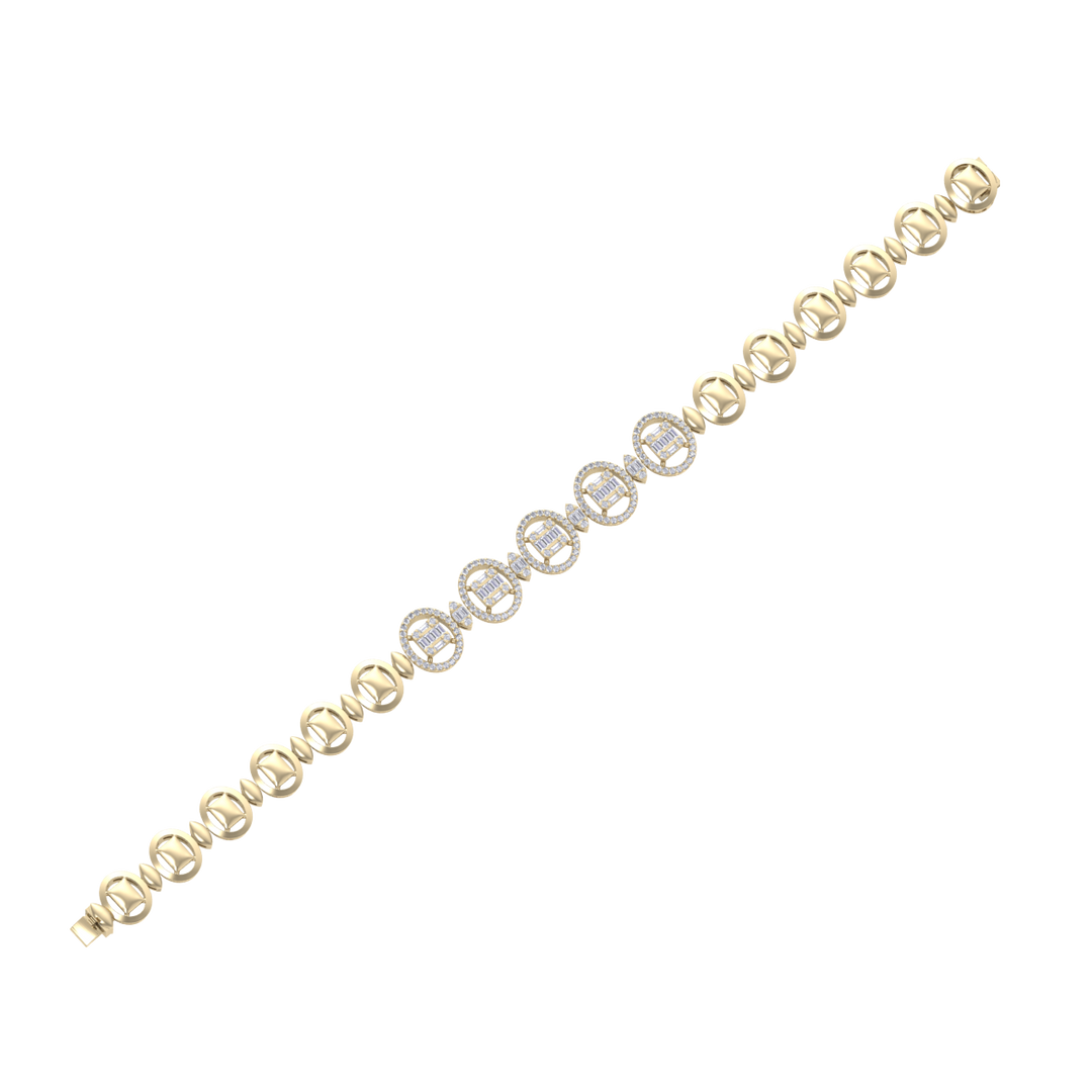 Statement bracelet in yellow gold with white diamonds of 1.22 ct in weight