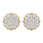 Load image into Gallery viewer, Round shaped stud earrings in yellow gold with white diamonds of 1.66 ct in weight
