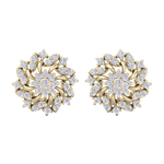 Load image into Gallery viewer, Flower stud earrings in yellow gold with white diamonds of 1.13 ct in weight
