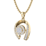 Load image into Gallery viewer, Halo Pendant in yellow gold with white diamonds of 0.26 ct in weight
