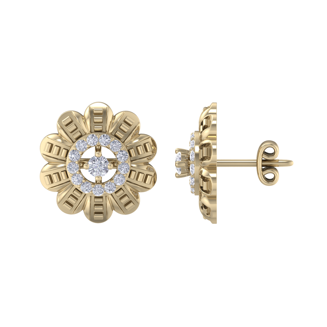 Stud earrings in yellow gold with white diamonds of 0.29 ct in weight