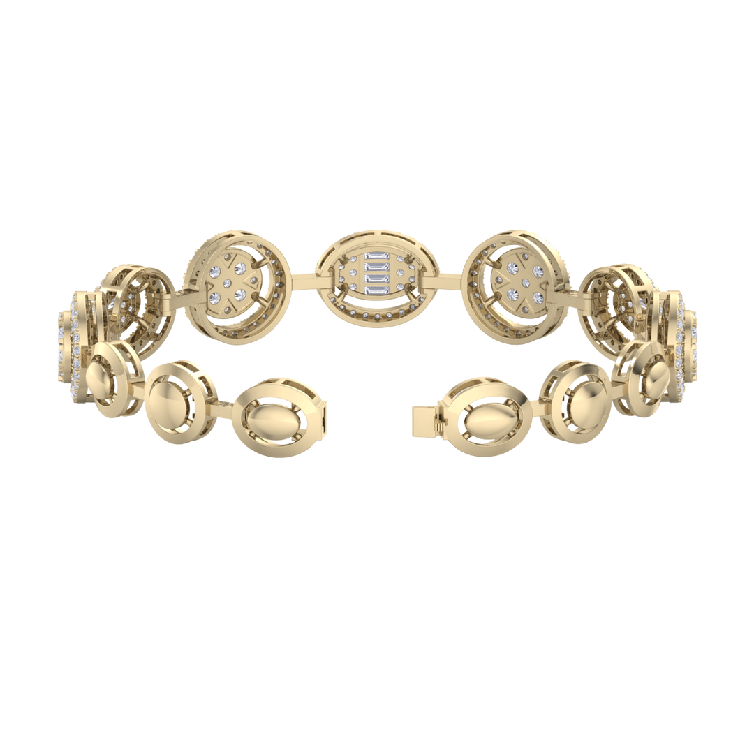 Statement bracelet in yellow gold with white diamonds of 2.94 ct in weight